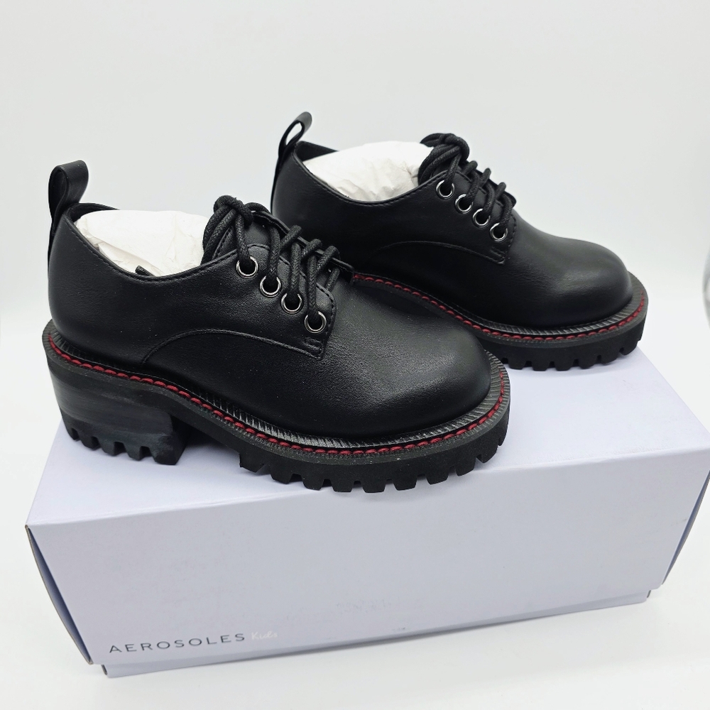 AEROSOLES‎ Franca Oxford Black Lace-Up Platform Shoes Size Girl's 11 NWT